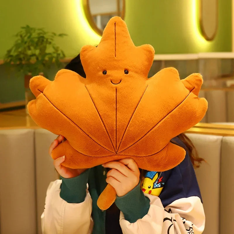 Plush Leaf Pillow Kawaii Plushie Lifelike Cushion Room Decor Stuffed Plant Toy 3D Leaves Household Sofa Pillow Cute Green Girl