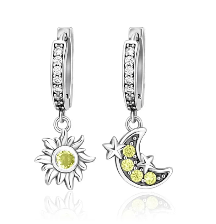 Hot Sale Original 925 Sterling Silver Star & Moon Charms Earrings Ring Beads Pendant Fit Bracelet Necklace DIY Fine Jewelry Gift