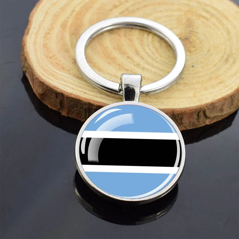 Africa Countries Flag Keychains Double Sided Glass Dome Pendant Key Chains Algeria Somalia Tunisia Morocco Egypt Flag Keyring