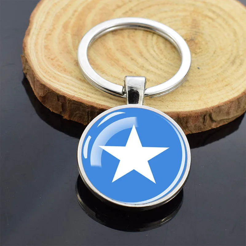 Africa Countries Flag Keychains Double Sided Glass Dome Pendant Key Chains Algeria Somalia Tunisia Morocco Egypt Flag Keyring