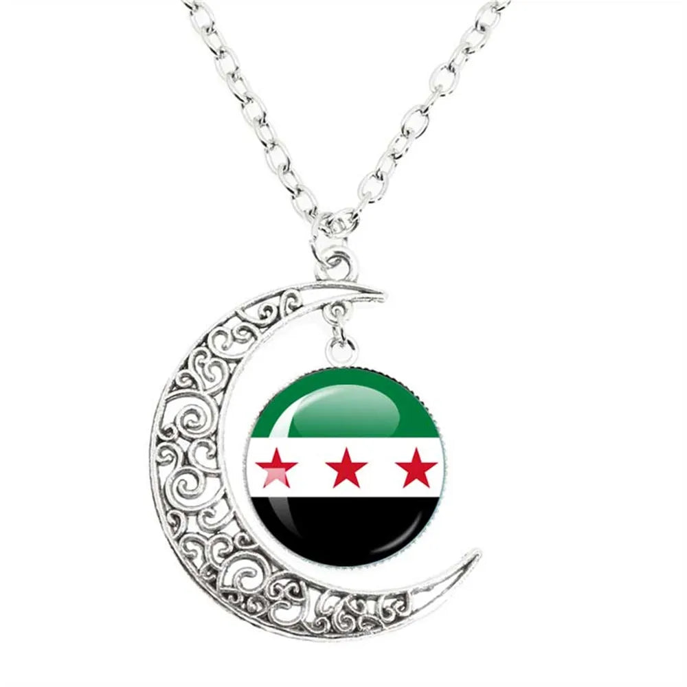 Syria National Flag Glass Cabochon Pendant Keychain Metal Keychain Fashion For Women Men Charm Handmade Car Keyring Jewelry Gift