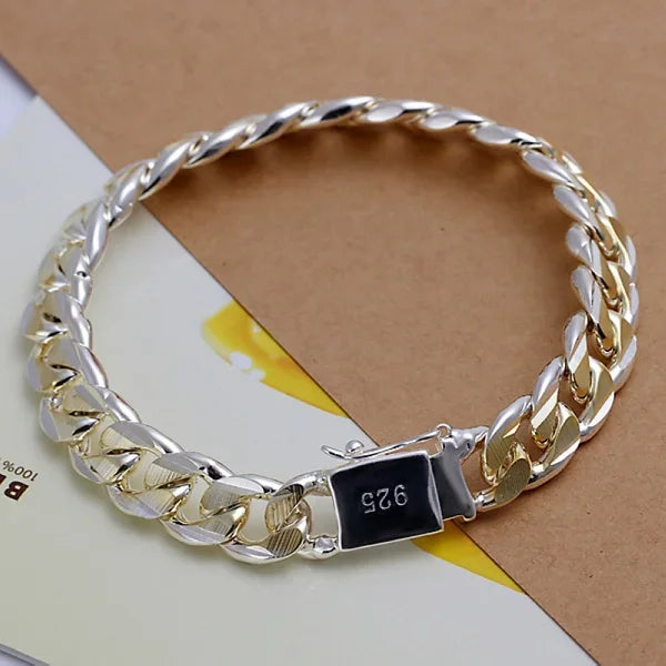 Genuine 925 Sterling Silver Noble Nice Chain Solid Bracelet For Women Men Charms Party Gift Wedding Engagement Fashion Jewelry