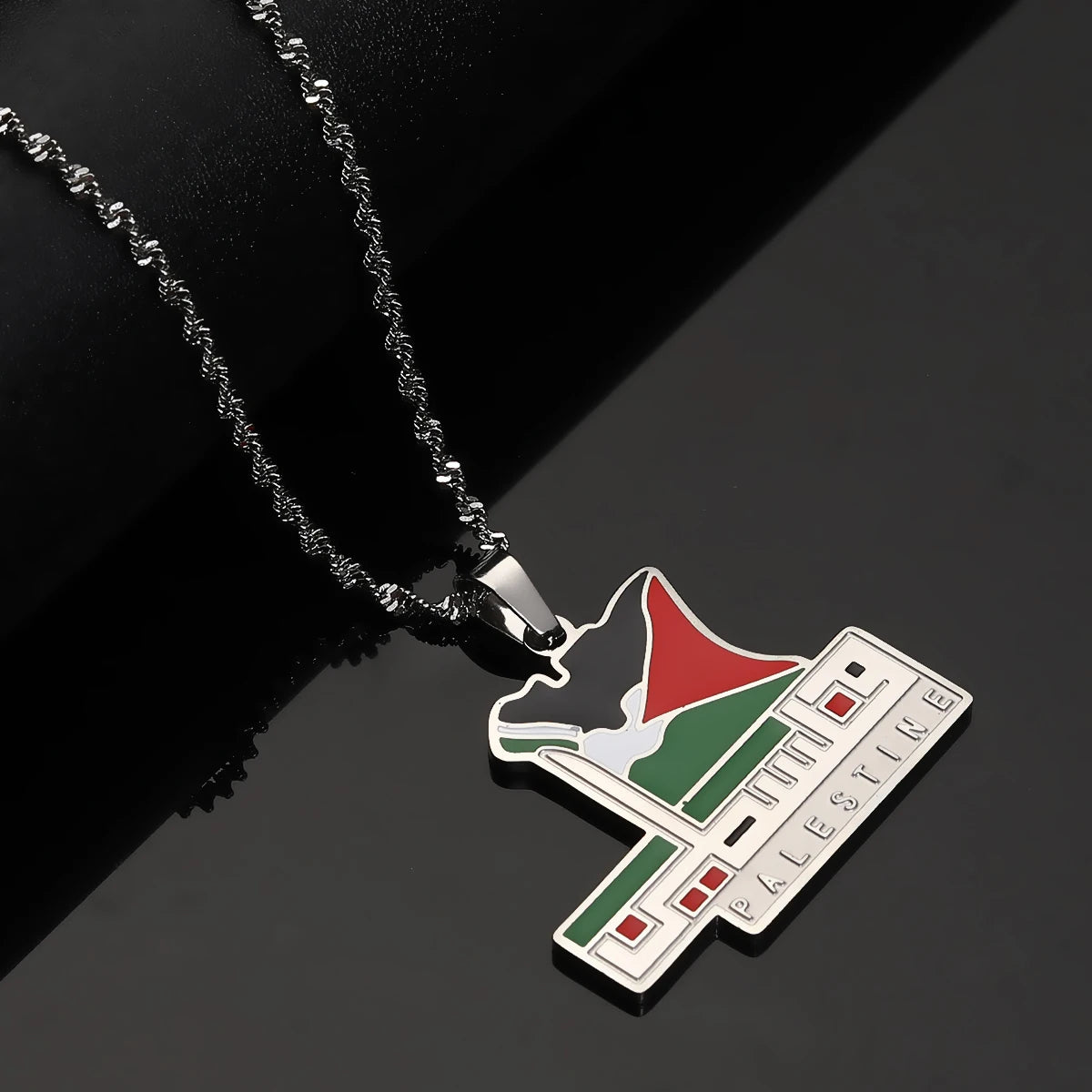 Stainless Steel Arabic Arab Watermelon Gaza Pendant Middle East Pendant Neckace Jewelry