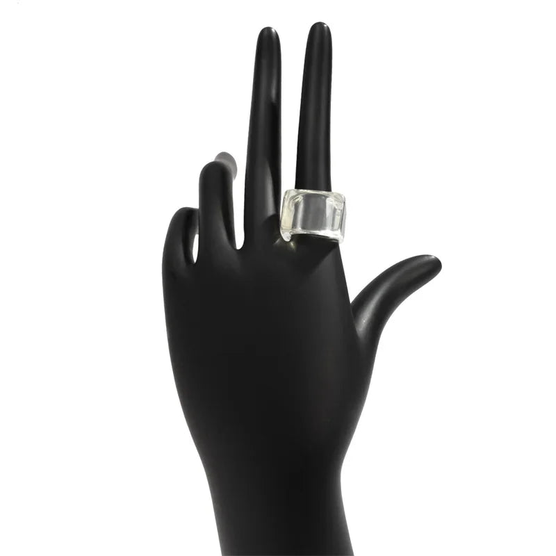 Classic Trend Color Acrylic Ring Ring Fashion Simple Geometric Square Wide Edge Resin Ring Jewelry Wedding Gift Creative Fashion