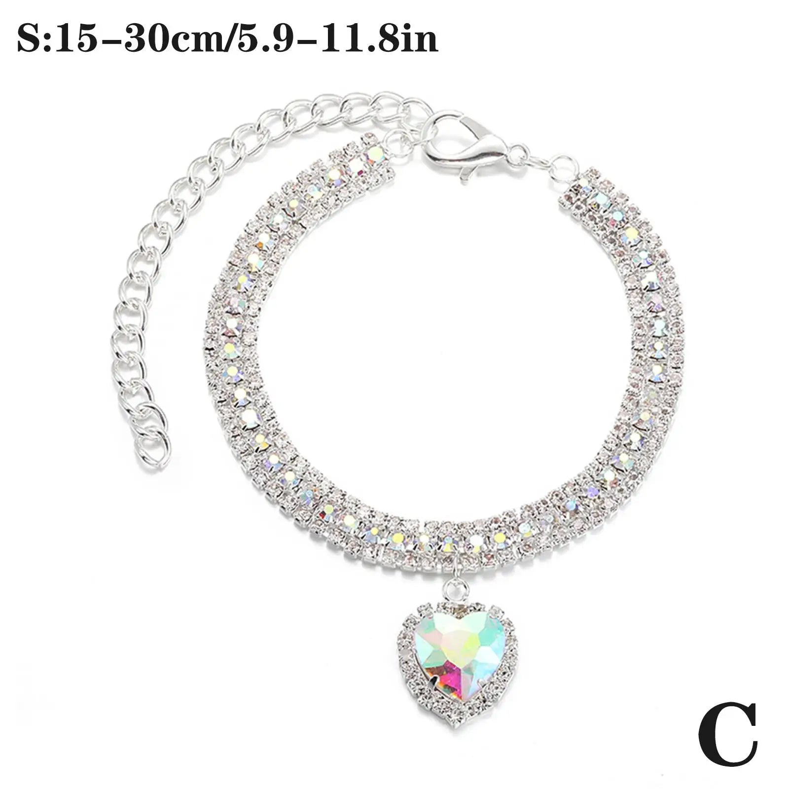 Luxury Crystal Cat Collar Love Pendant Necklace Pet Collar Adjustable Small Dog Cat Neck Ring Rhinestone Collar Pet Accessories