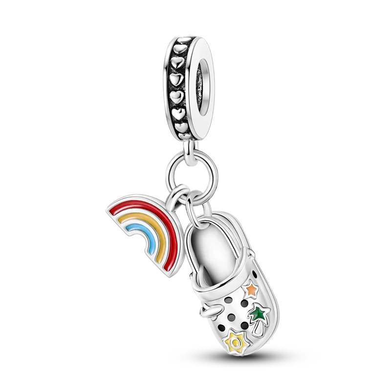 2025 Hot Sale Charms Bead 925 Sterling Silver Pink Butterfly Luminous Firefly Dangle Fit Bangle Bracelet Necklace DIY Jewelry