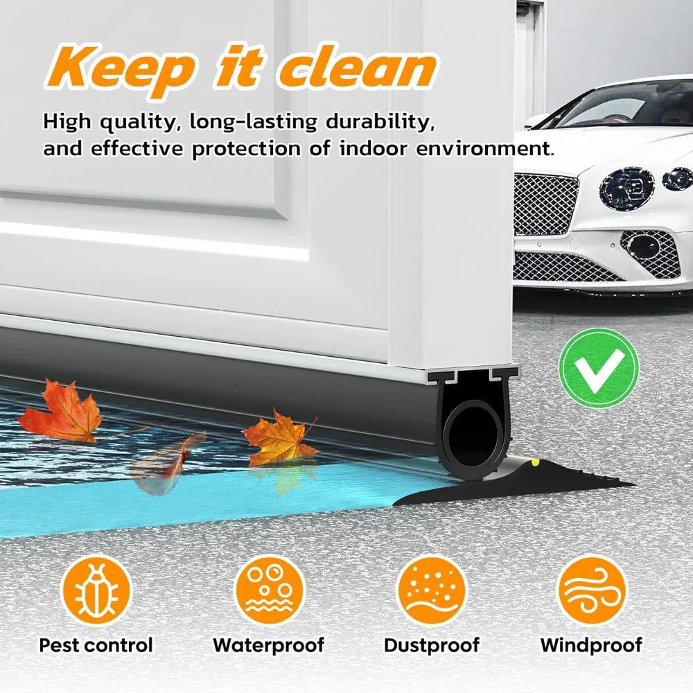 Garage Door Bottom Seal with Predrilled Aluminum Track Retainer Base Kit,Heavy Duty U+O Ring Combination Weather Stripping Seals