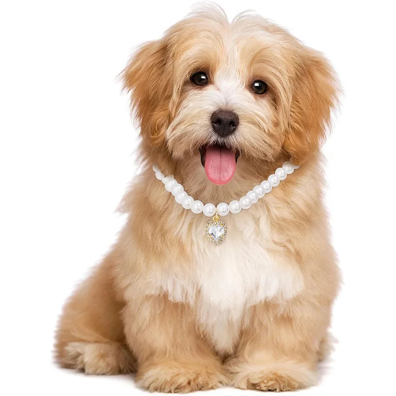 New Cat Collar Decoration Pet Cute Exquisite Neck Kitten Adjustable Summer Cat Necklace High Simulation Pearls Pet Supplies