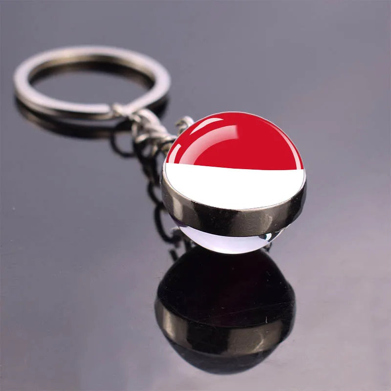 Europe Countries Flag Glass Ball Keychain Russia France Spain UK Italy Poland Ukraine Flag Keyring Travel Gift