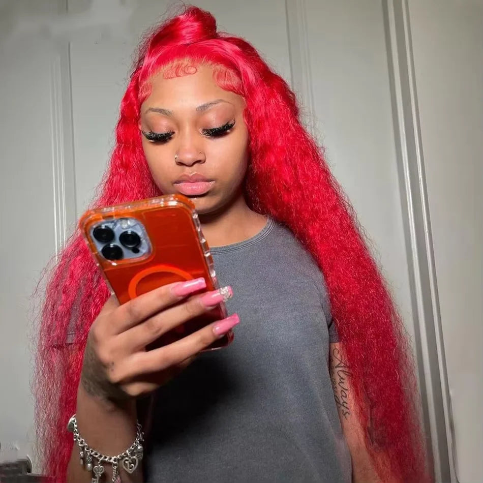 30 40 Inch Red Color Deep Wave Wig 13x4 13x6 Transparent Hd Lace Frontal Wig Wet And Wavy Water Wave Human Hair Wig For Women