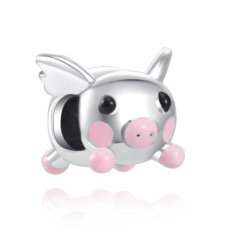 New 925 Sterling Silvering Panda Elephant Porker Charm Of 925 Chain Beaded Fit Original Pendant Bracelet DIY Ladies Jewelry