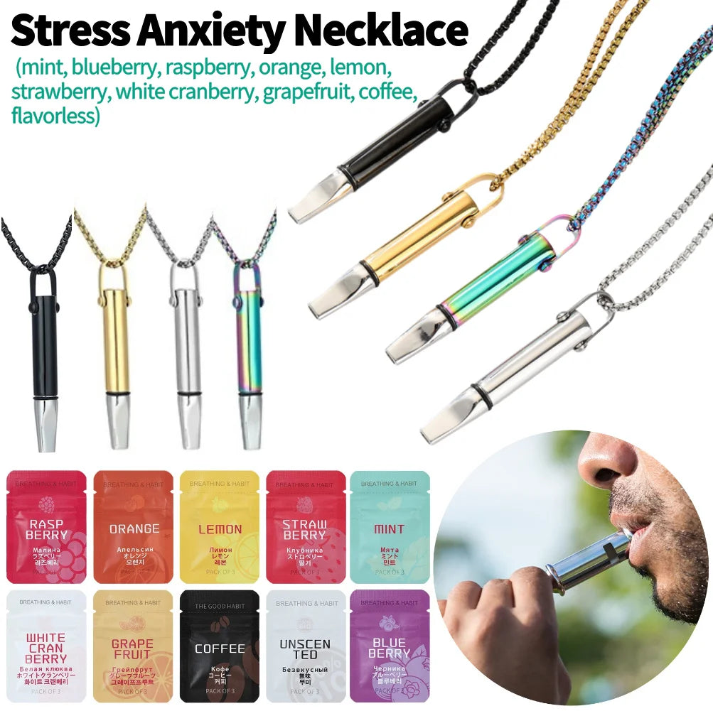 Breathing Necklace with Filter Cotton Quitting Smoking Meditation Pendant Wear Resist Quit Smoking Necklace Stop Smoking Aids