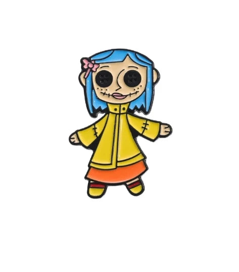 Horror Animated Films Coraline Doll Enamel Pins Punk Character Metal Brooch Backpack Badge Halloween Accessory Gifts for Friends