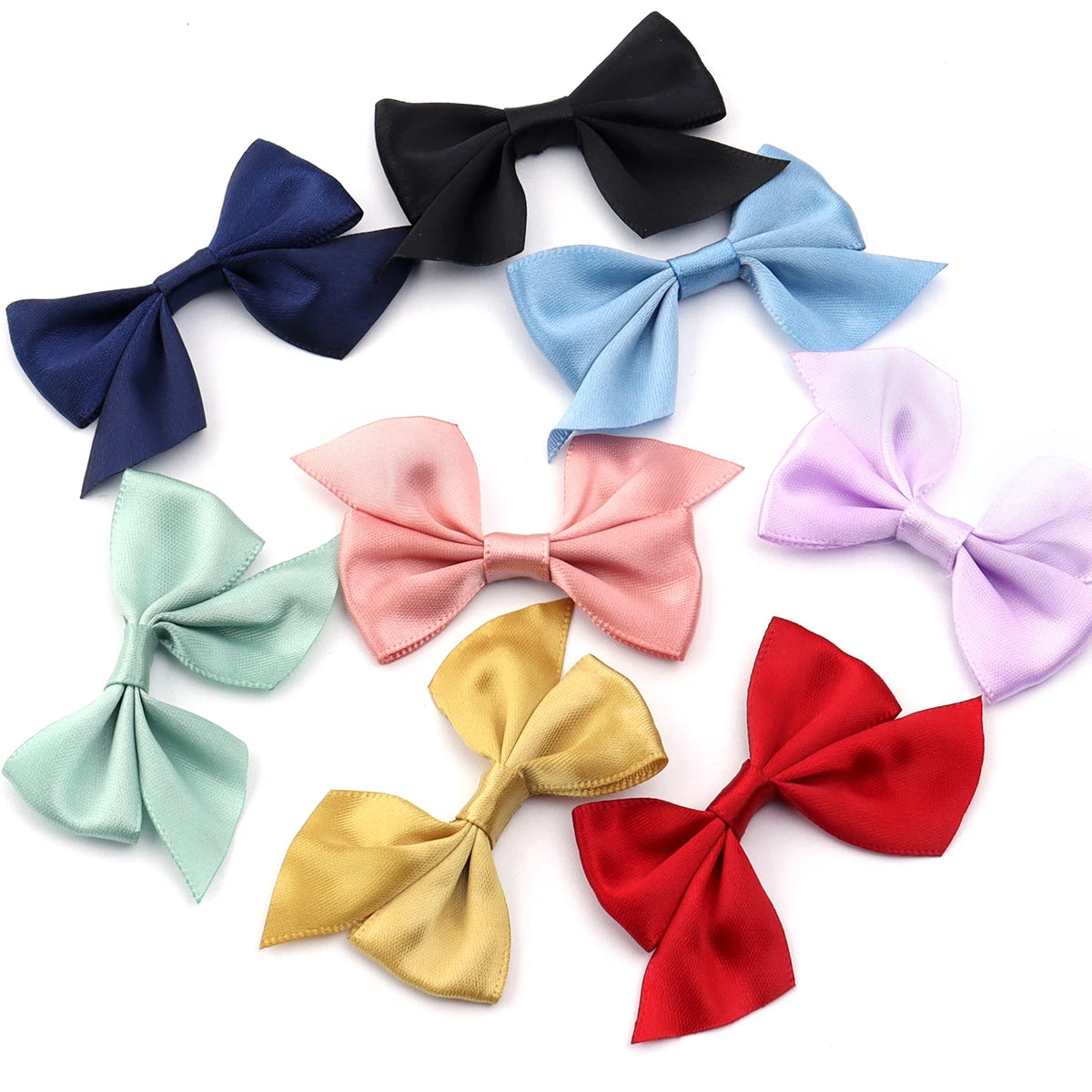 20Pcs/Lot 4cmx7cm Ribbon Width 2.5cm Polyester Satin Handmade Ribbon Bows For DIY Sewing Crafts Bouquets Party Christmas Decor