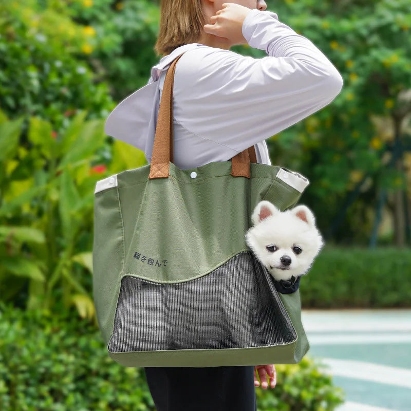 Breathable Pet Carrier Bag Handheld Shoulder Tote Small Medium Dogs Cats Oxford Canvas Portable Outdoor Travel Pack Pet Supplies