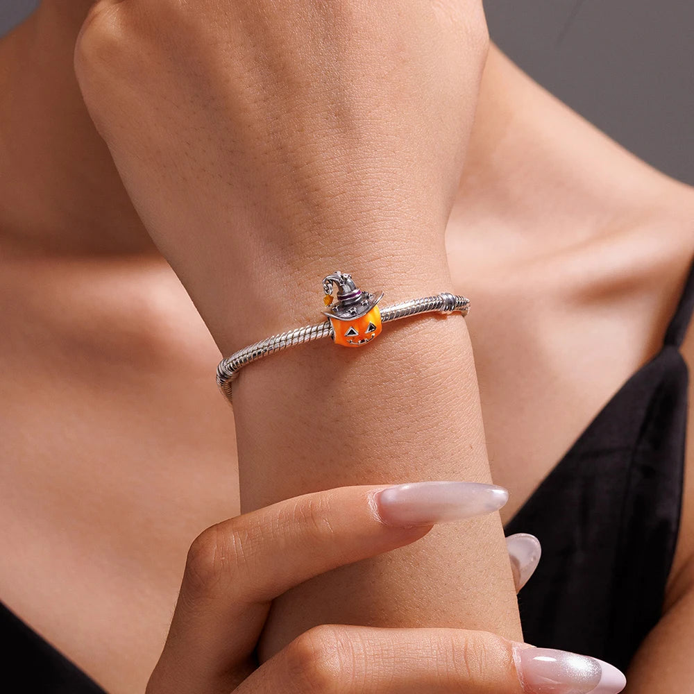 2025 925 Sterling Silver Halloween Charm Spooky Ghost Pumpkin Pendant For Women Men Making DIY Bracelet Party Jewelry Gift