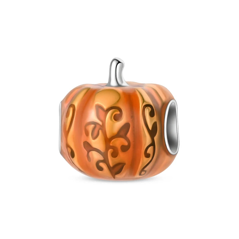 Halloween Pumpkin Series 925 Silver Orange Harvest Charms Beads For Original Bracelet For Women Jewelry Making Gift