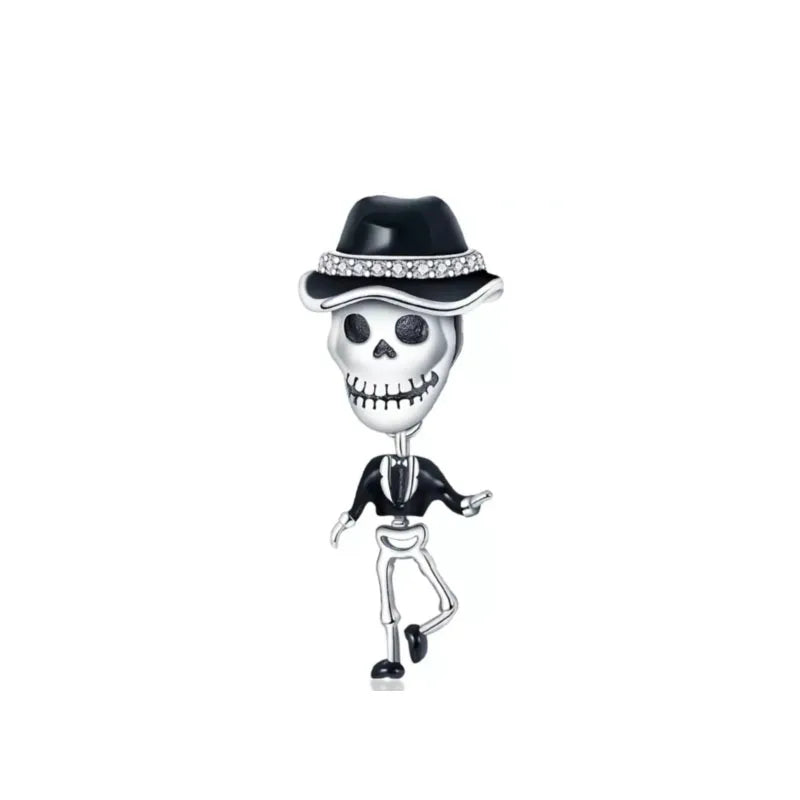 Miniso Scared Skeleton Ghost Series 925 Sterling Silver Charm Halloween hat Bead Fit Women Original Bracelet Jewelry For Gift