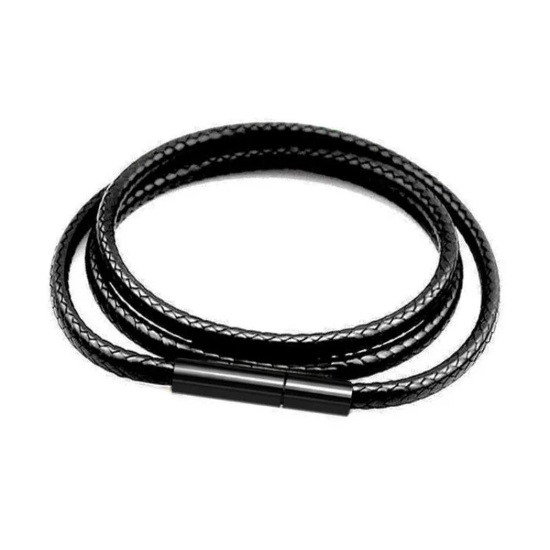 Black Leather Chain Necklace for Diy Women Men Handmade Braid Rope Long Necklace 40/50/60/70CM Neck Pendant Chain Jewelry Gift