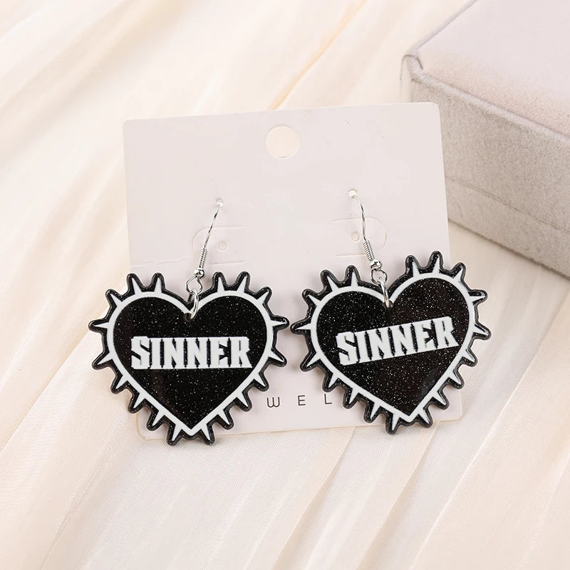 1Pair Halloween Drop Earring Creative Acrylic Skull Heart Panther Fashion Jewelry For Woman Girl Holiday Birthday Gift