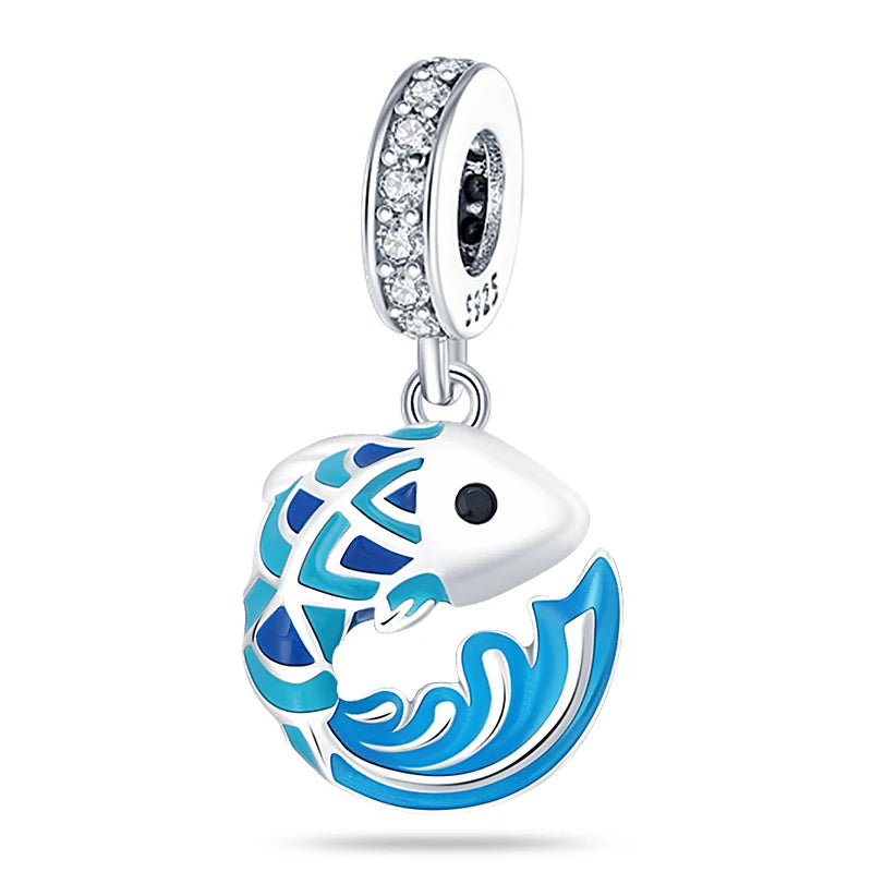 Ocean Trendy 925 Silver Dolphin Crab Boat Beach Charms Beads Fit 3mm Original Bracelets DIY Thoughtful Fine Jewelry Making Gifts