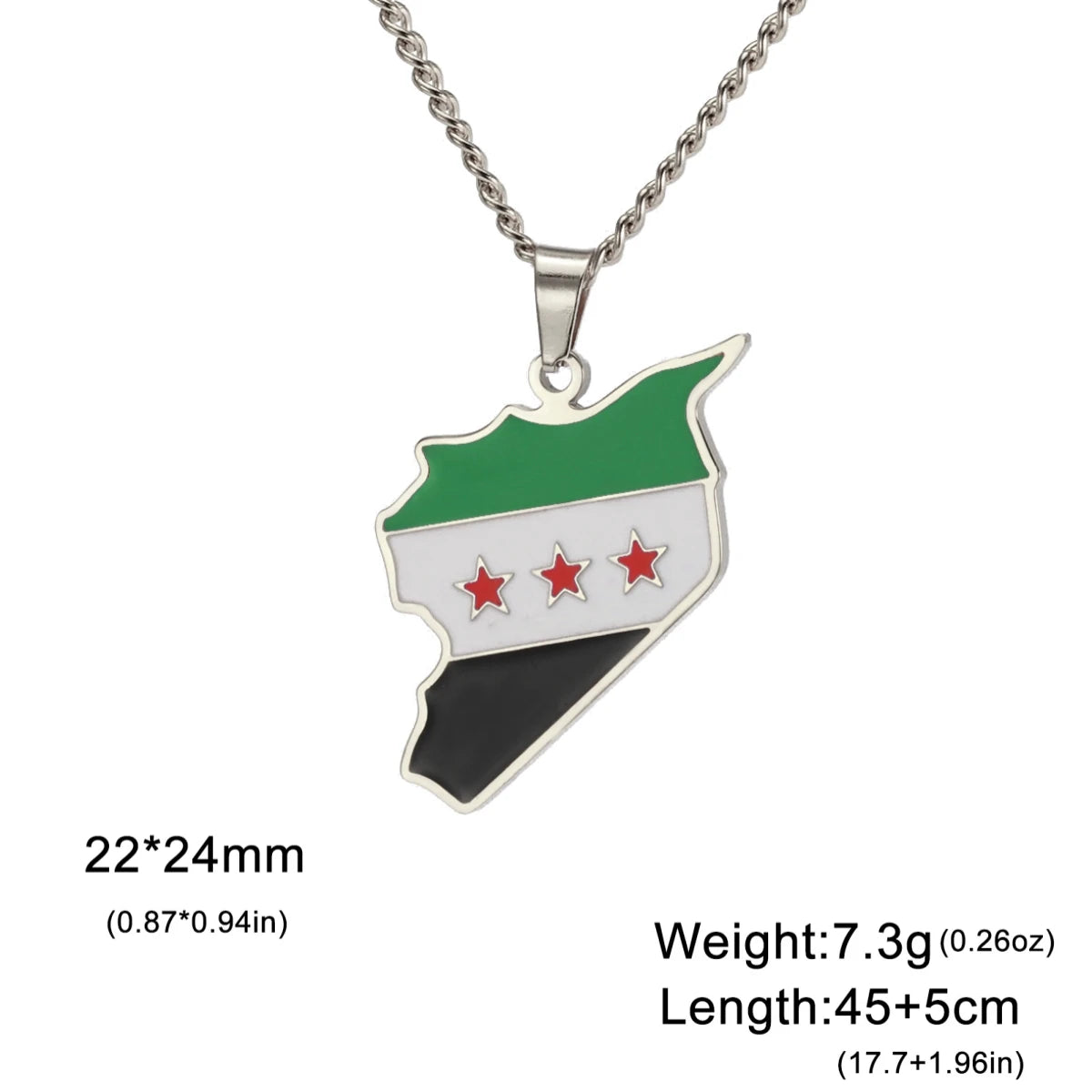 LIKGREAT Trendy Syria Map Flag Pendant Necklaces Stainless Steel Syrians Map Hiphop Jewelry Gift for Women Men