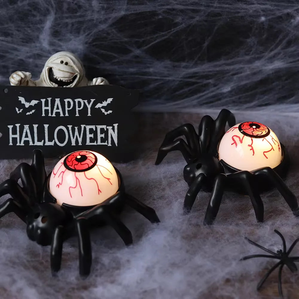 Spider Eye Light LED Candle Light Plastic Spider Skull Light Halloween Decoration Bar Ghost House Party Decoration Horror Prop