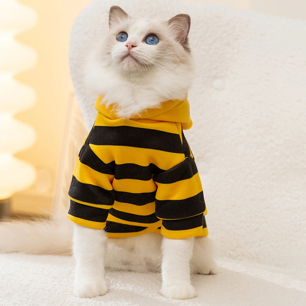 Cats Costume Pet Bee Halloween Costume Small Pets Apparel Fashion Adorable Cats Hoodies