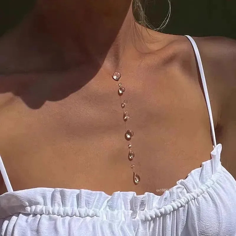 Handmade Water Drop Necklace, Raindrop Earrings, Resin Ice-Clear Dewdrop Jewelry, Alloy Women's Elegant Accessories