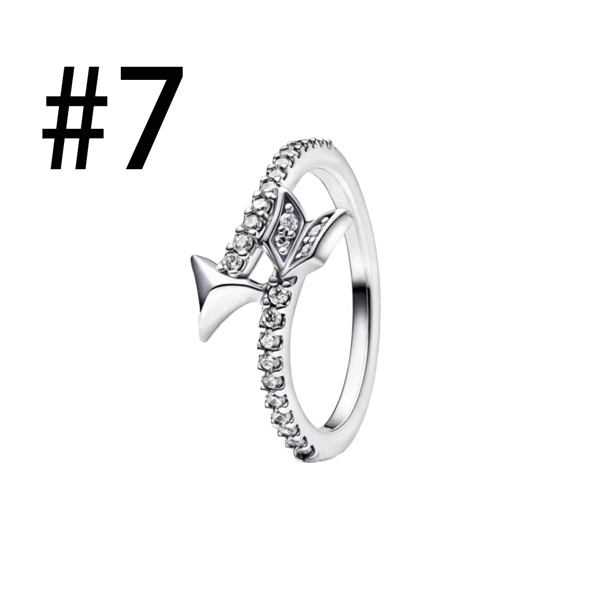 New Original 925 Sterling Silver Crown Bow Heart Set Ring Necklace Earring Crystal Women Valentine's Birthday Gift DIY Jewellery