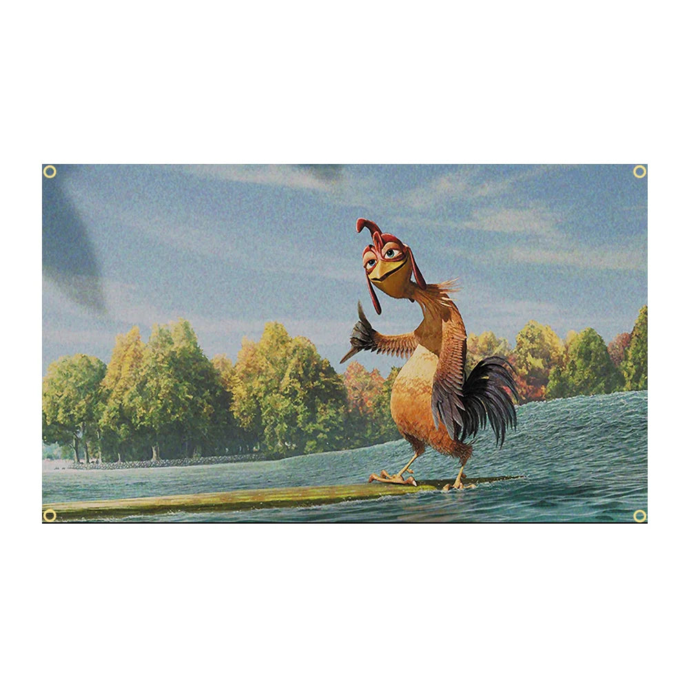 90X150CM Chicken Joe Surfs Up Funny Meme Abstract Cartoon Flag Tapestry Wall Hanging Bed Room Bar Aesthetic Room Decor