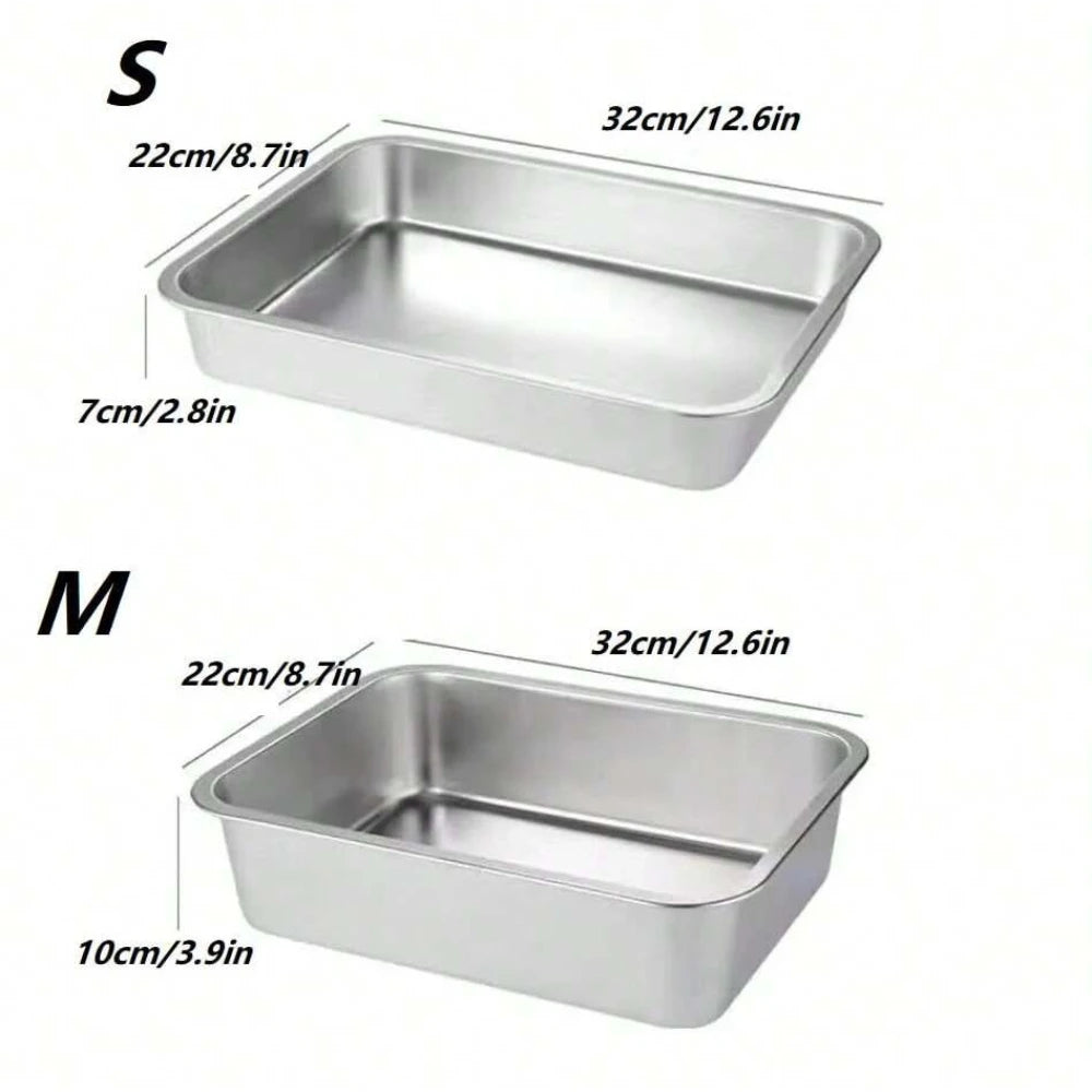 1 PC Large Capacity Drop-Resistant Stainless Steel Dog Bowl Food & Water Feeder Square Bowls for Pet Large Dogs Pet Supplies
