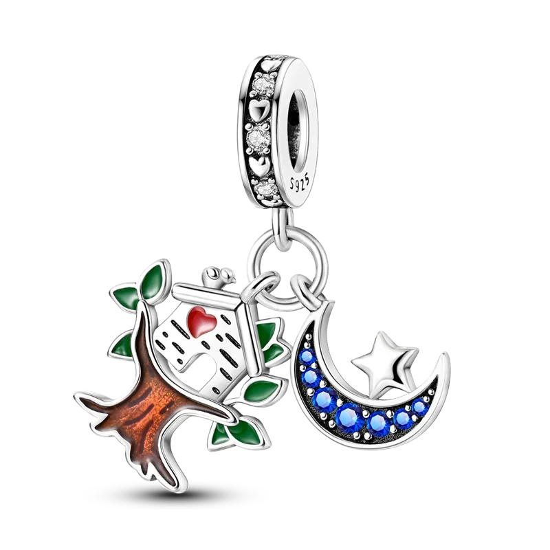 Halloween Dangle 925 Sterling Silver Skeleton Witch Devil's Eye Skull Charms Bead Fit Original Bangle Bracelet Necklace Jewelry