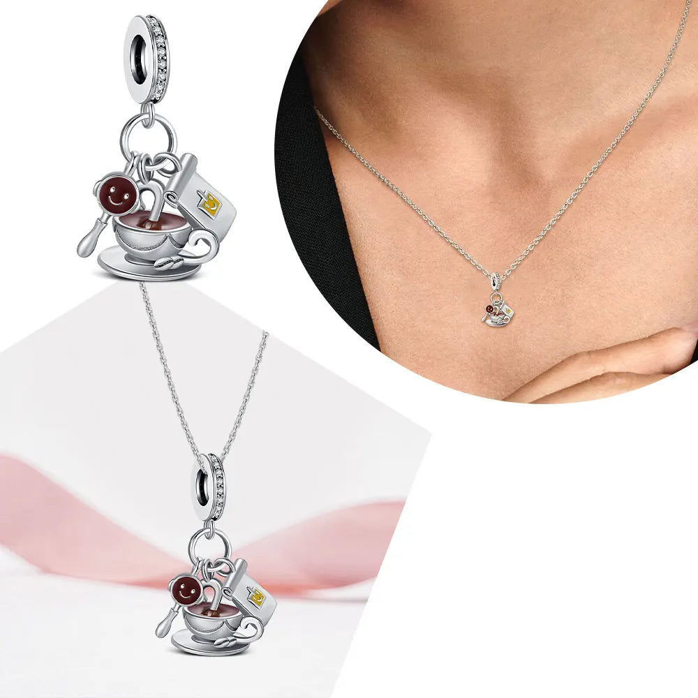 ZYWANY 925 Sterling Silver Coffee Bead Fit Bracelet Diy Bead Women Fashion Jewelry Classic Cup Charm Daily Wear Dangle Pendant