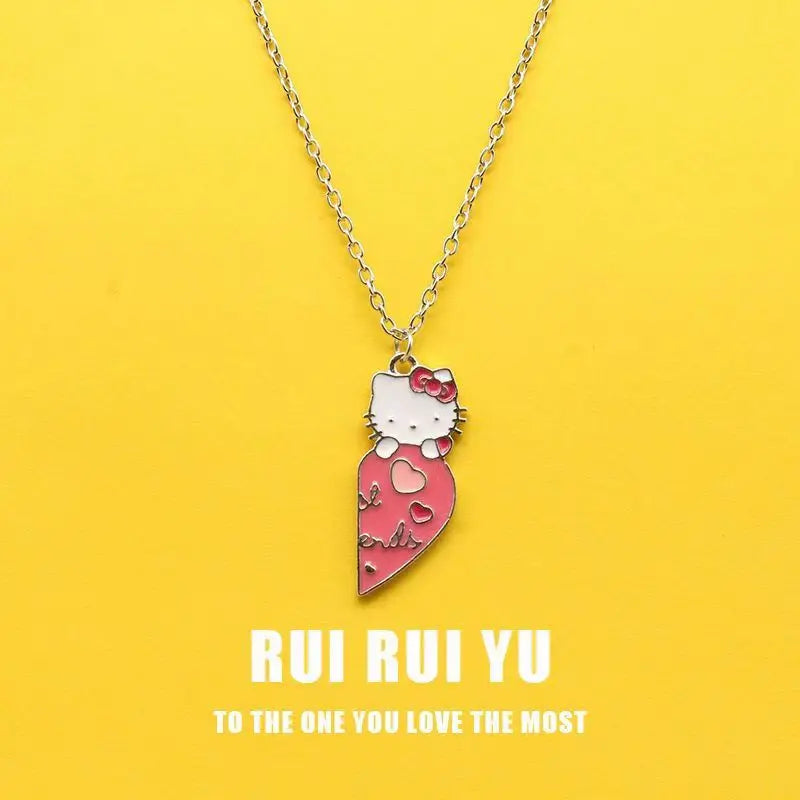 Sanrio Hello Kitty Cute Cartoon Student Kawaii Sweet Creative Fashion Versatile Accessories Couple Best Friend Color Necklace
