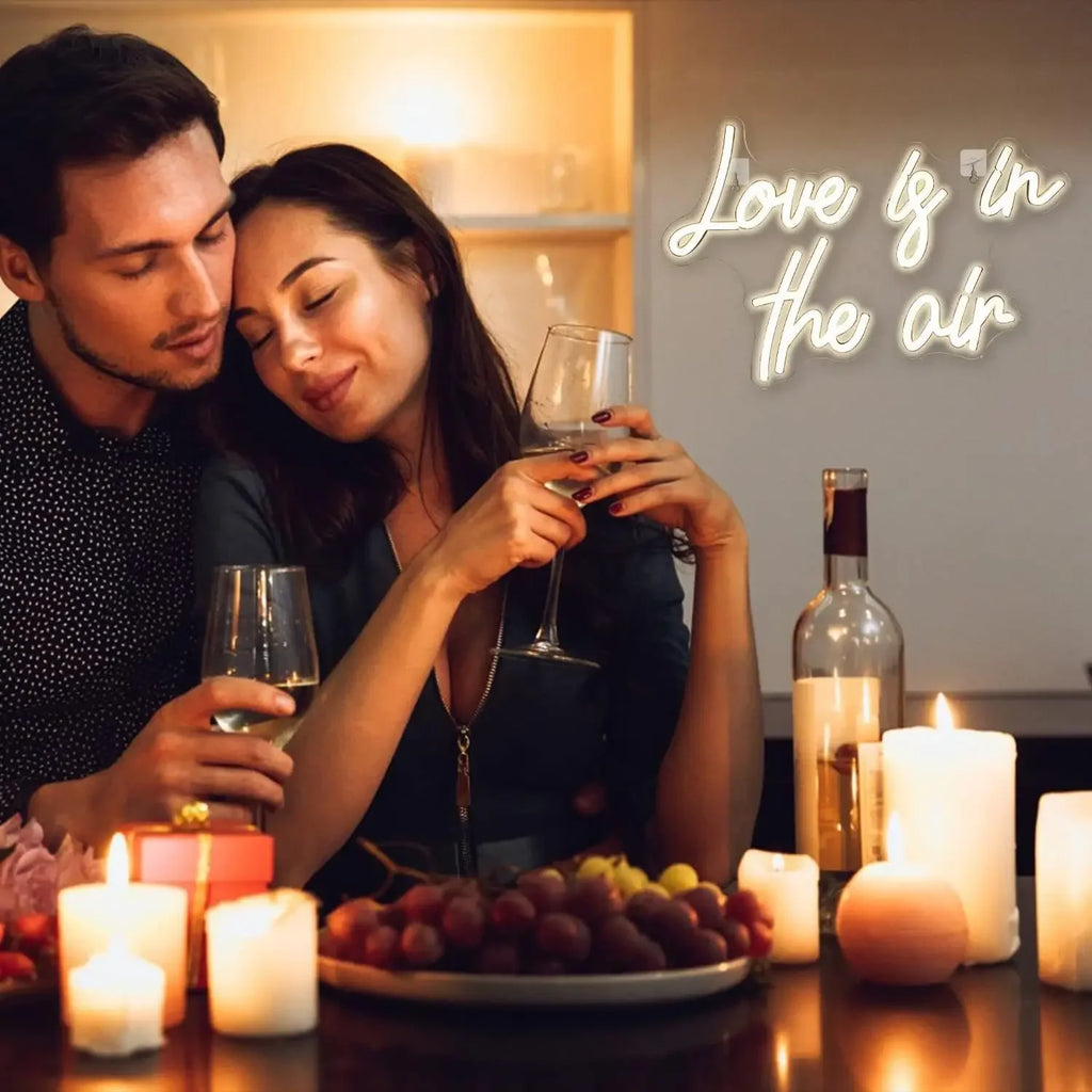 Love is in The Air LED Neon Sign for Wall Decor Wedding Neon Light for Bedroom Home Bar Wedding Party Gift,USB