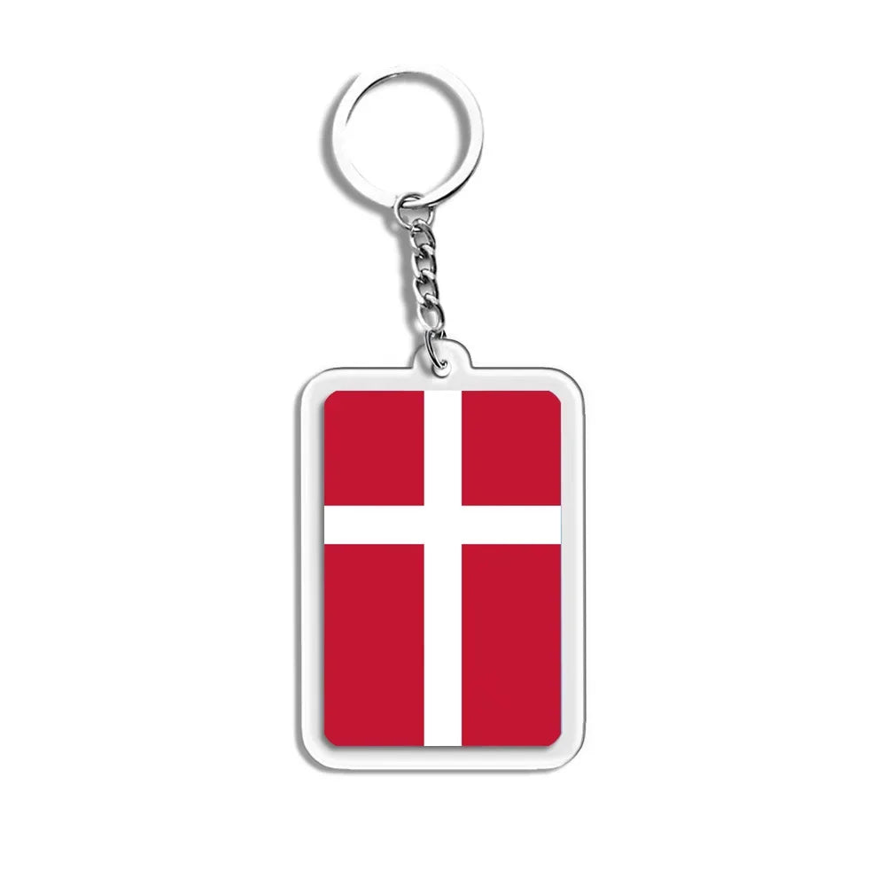 National Flag Keychain Serbia Spain Argentina USA Brazil France Portugal Denmark Poland Tunisia Flags Football Keyring Gifts
