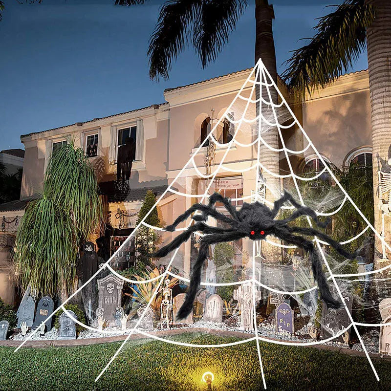 5m Halloween Spider Triangle Web Simulation Extra Large Plush Spider Net Ghost Festival Indoor and Outdoor Decoration Props