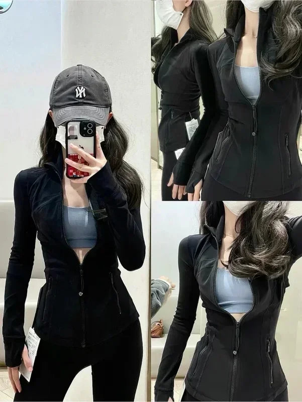 Yoga Clothes Women Define Jacket With Logo Wear Long Sleeve Full Zipper Sports Gym Workout Clothing Slim Fit Dupes Athletic