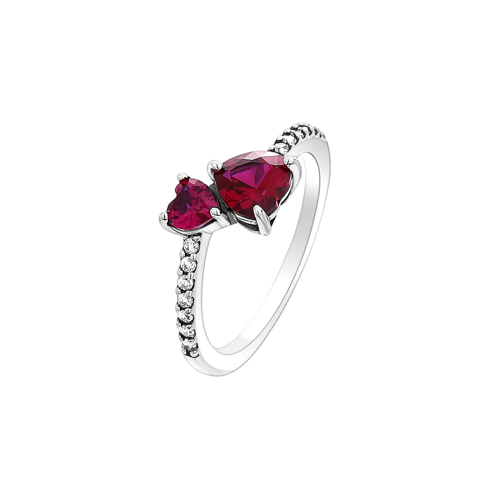 New pink heart-shaped 925 sterling silver love ring CZ zircon inlaid original ring Valentine's Day women's jewelry wedding gift