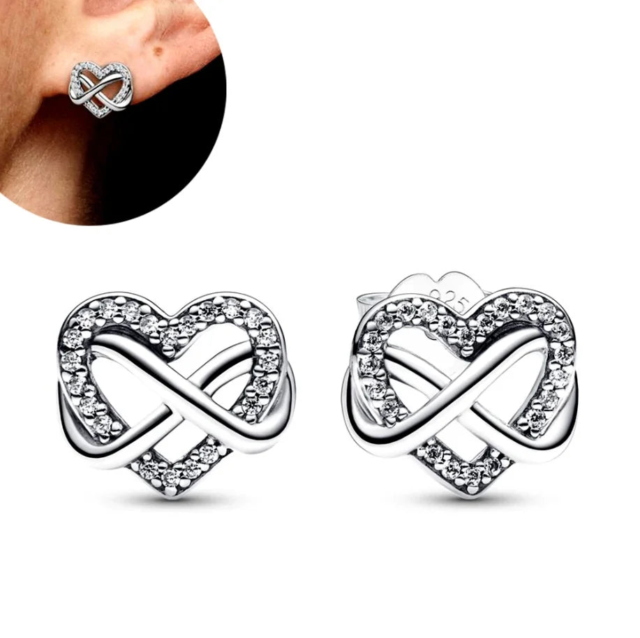 Hot Selling Original 925 Sterling Silver Pink Bow Ring Earrings Bracelets Necklace DIY Women Fine Jewelry Valentine's Day Gift