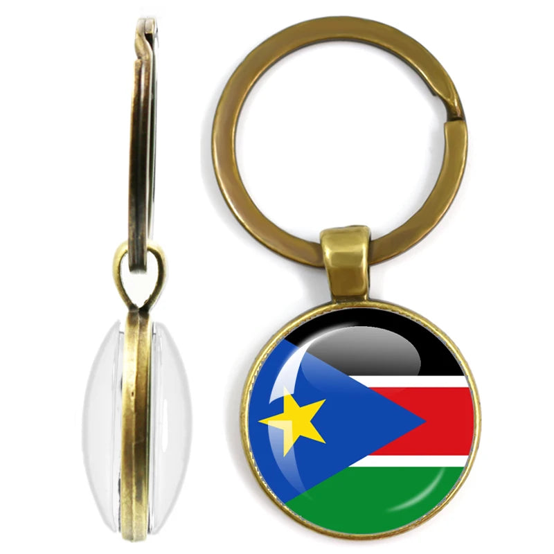 National Flag Glass Double-Sided Keychain Ethiopia Islas Canarias Kenya Sudan Madeira Melilla South Sudan Ceuta Seychelles
