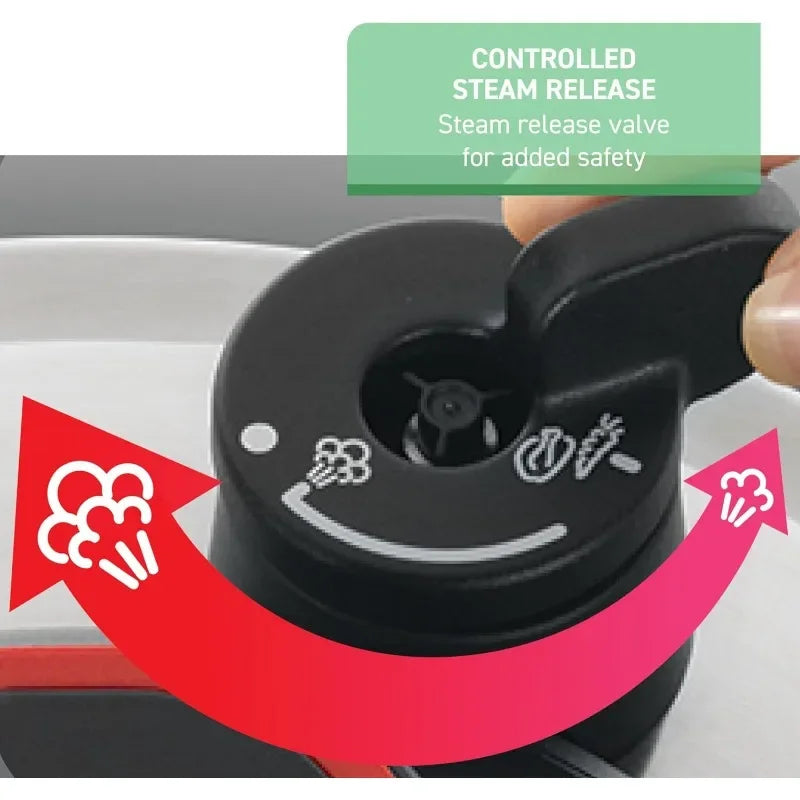 HOME Stainless Steel Pressure Cooker 8 Quart, Induction Compatible, Secure locking System, One Hand System, Fast Cooking Silver