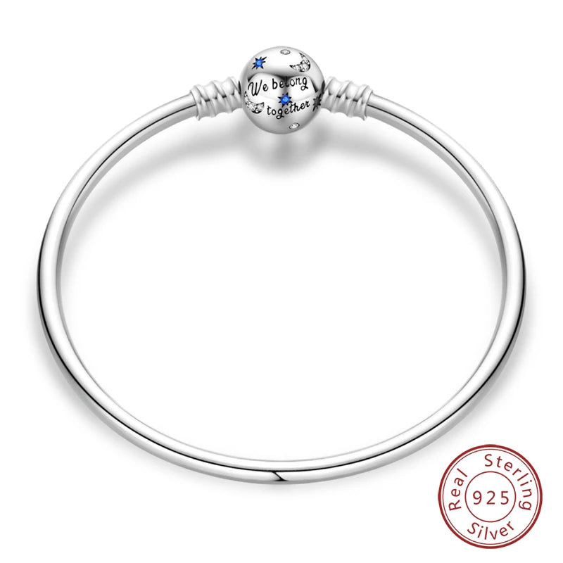 Original 17-20CM Silver 925 Bracelets Star Moon Starry Trajectory Cat Claw Love Zircon Bracelets Fit DIY Charms Birthday Jewelry