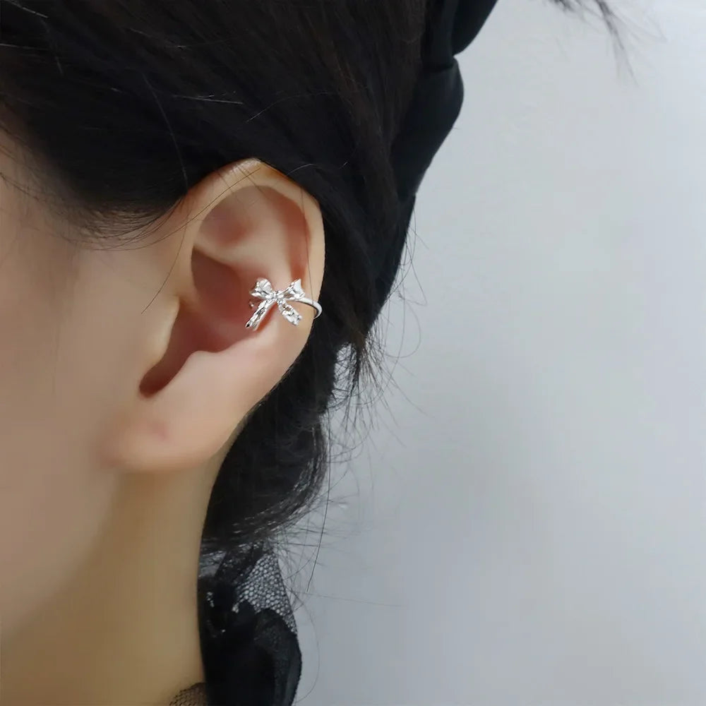 Korean Exquisite Zircon Star Ear Clip for Women Without Piercing Long Tassel Sweet Ear Cuff Clip Earrings Wedding Jewelry Gift