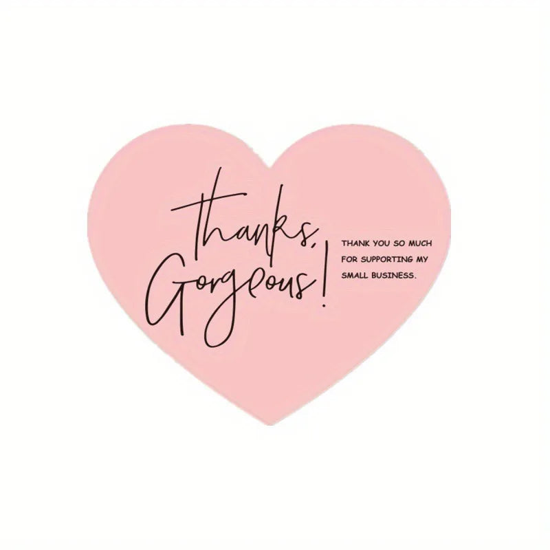 30/50Pcs 5 StylesPink Heart Shaped Thank You Tags - 'Thank You for Supporting My Small Business' Paper Gift Greeting Cards