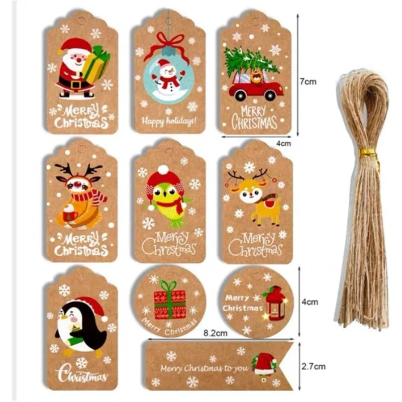 50pcs Painted Christmas Tag Kraft Paper Christmas Tag Card Party Gift Wrap Tag Tag 50 Sets