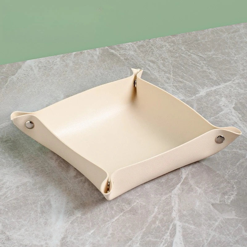 1pc Storage Box Desktop Key Wallet  Tray Valet Trinket Plate Folding Home Decoration Organizer Case