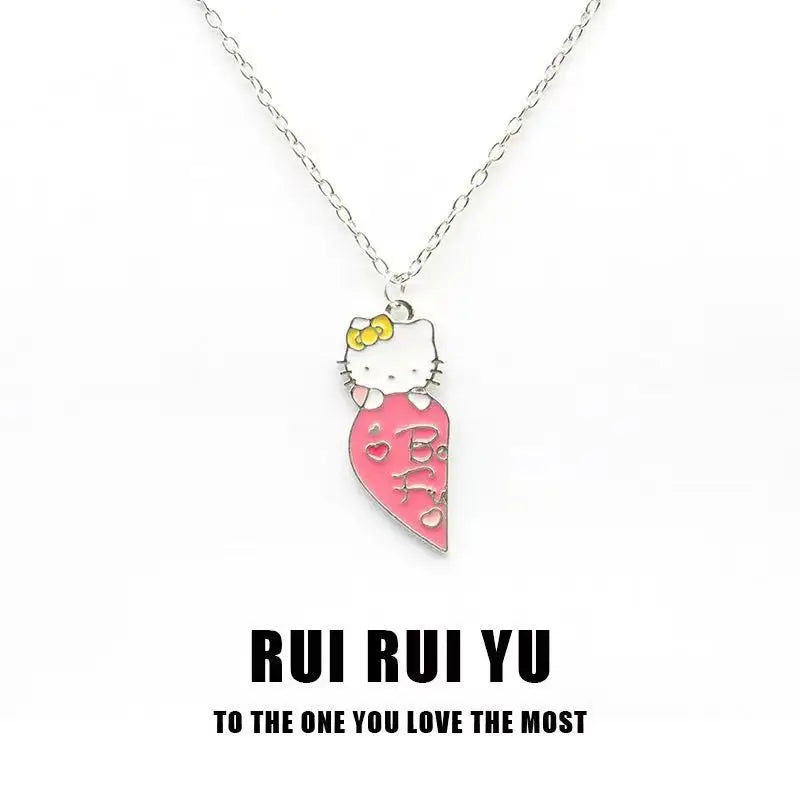 Sanrio Hello Kitty Cute Cartoon Student Kawaii Sweet Creative Fashion Versatile Accessories Couple Best Friend Color Necklace