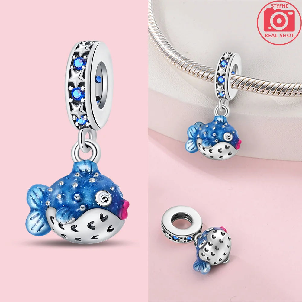 Original Treasure Box Marine Octopus Crab Pirate Charms 925 Silver Beads Fit Bracelet Women Accessories Jewelry Diy Gift Party